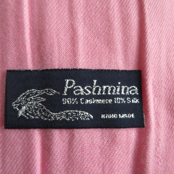 Vintage Handmade Pink Pashmina Scarf Wrap 90% Cas… - image 2