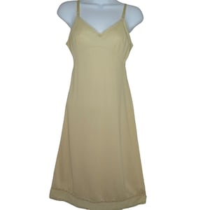 Vintage JC Penny Full Dress Slip Dress S Beige Nylon Lace Trim USA