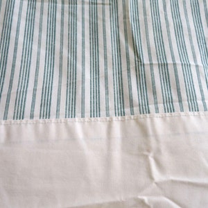 Vintage JC Penny Queen 1 Flat Sheet Green White Stripe Percale USA Made