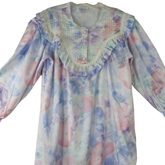 Vintage 60s Floral Nightgown Robe: Cotton Blend L… - image 2