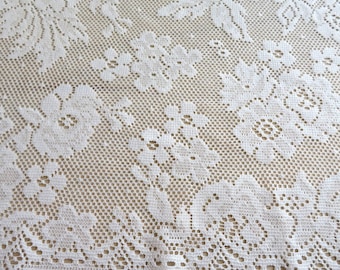 Vintage Sheer White Lace Vorhang Panels 80 Zoll langes Paar von 2 Floral USA Made