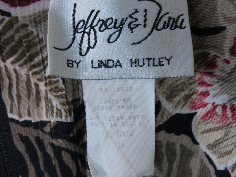 Vintage Jeffrey /& Dara by Linda Hutley Womens Size 16 Floral Pleated Romper Jumper Jumpsuit 100/% Rayon Made in USA