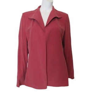 Vintage 90s Ellen Tracy Open Front Silk Jacket Coat Size 12 Slit Front Pockets Unlined