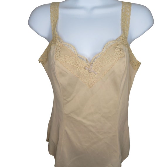 Vintage OLGA Nude Camisole Tank Top S Nylon Lace … - image 1