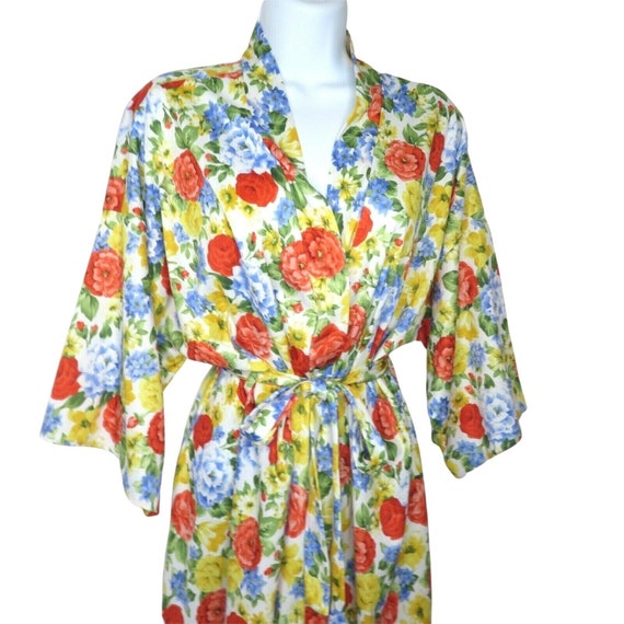 Vintage 60s Nite Images Floral Kimono Dressing Rob