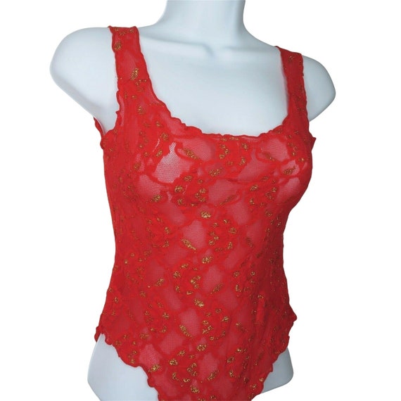 Vintage Sears Lingerie Teddy One Piece S Red Nylo… - image 3