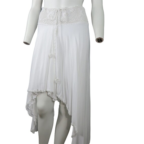 Vintage 90s Women's White Boho Skirt Hand Crochet… - image 2
