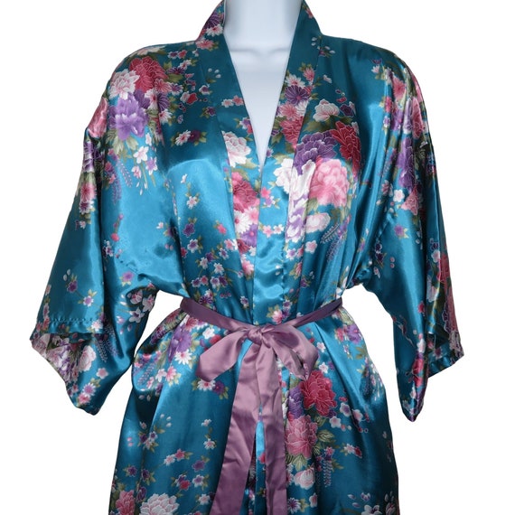 Vintage Knee Length Kimono Robe Womens OS Multico… - image 3