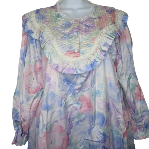 Vintage 70s Charm Long Nightgown M Floral Multico… - image 4