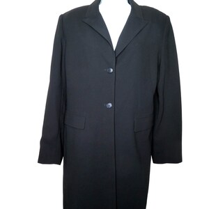 Vintage 90s Black Overcoat: Midi Trench Coat, Womens Size 10