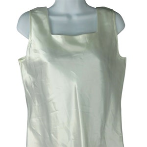 Vintage BALI White Satin Shell Camisole Tank Top M Polyester Lingerie USA Made