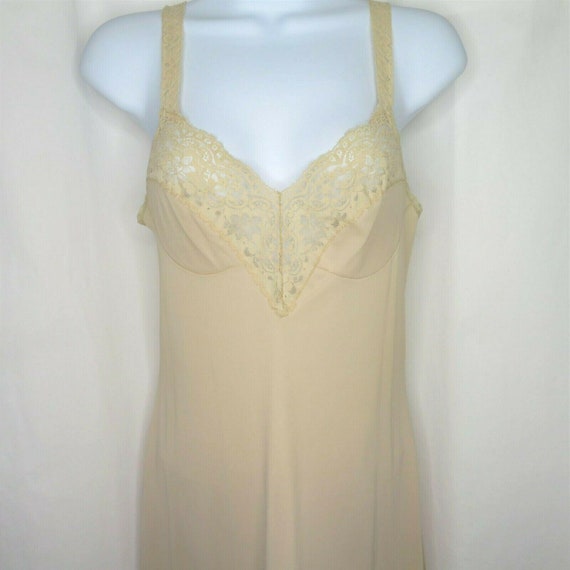 Vintage Vassarette Full Dress Slip XS Beige Lace … - image 1