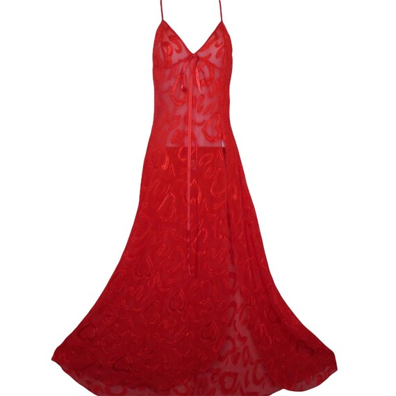 Vintage 70s Shirley of Hollywood Sheer Sweeping Slip Nightgown M