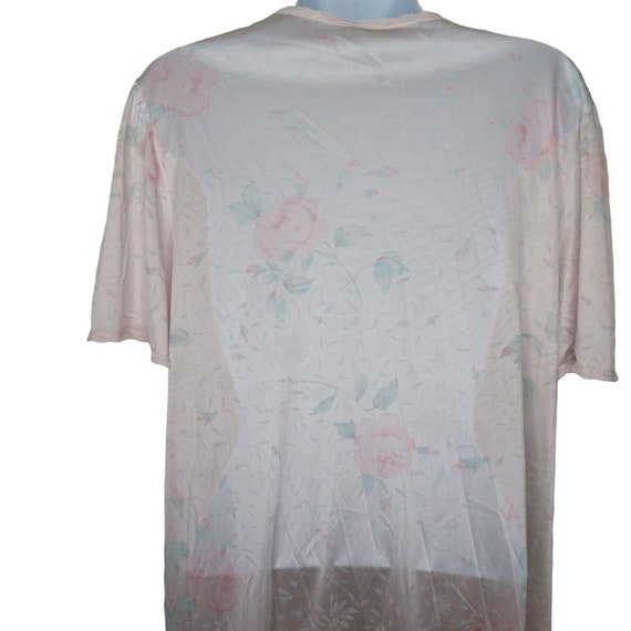 Vintage 70s Vanity Fair Robe: Pink Floral Lace Ny… - image 8