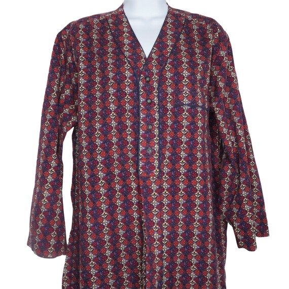 Vintage Nordstrom Night Shirt Gown M Blue Red Imp… - image 2