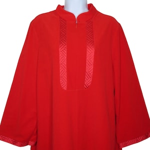 Vintage Vanity Fair Full Length Housecoat Robe Kaftan L Red Velour Zip Pockets USA Made