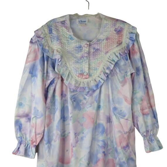 Vintage 60s Floral Nightgown Robe: Cotton Blend L… - image 5