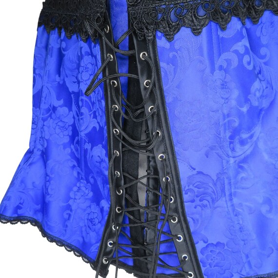 Fredericks of Hollywood CORSET Size 38 Blue Embos… - image 3