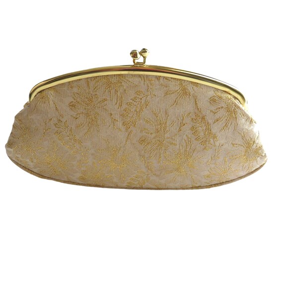 Vintage MCM Gold Metallic Floral Brocade Evening … - image 2