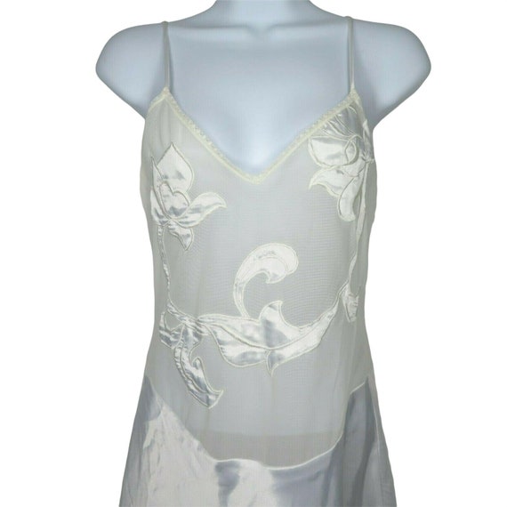 Vintage Josie White Slip Nightgown S Sheer Net Fl… - image 4