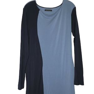 Vintage DONNA KARAN Sleepwear Nightgown XL Blue Color Block Model Cotton