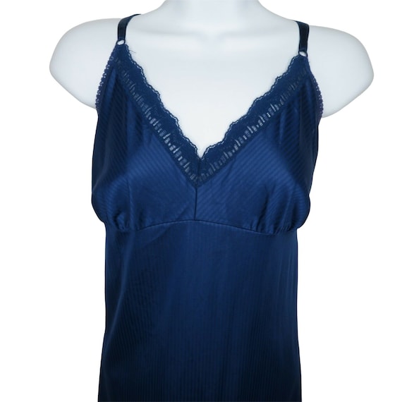 Vintage 70s Maidenform Royal Blue Full Slip Dress… - image 1