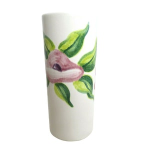 Joseph Magnin Pottery Vase White Pink Floral Design Large 10&quot; Italy Vintage MCM