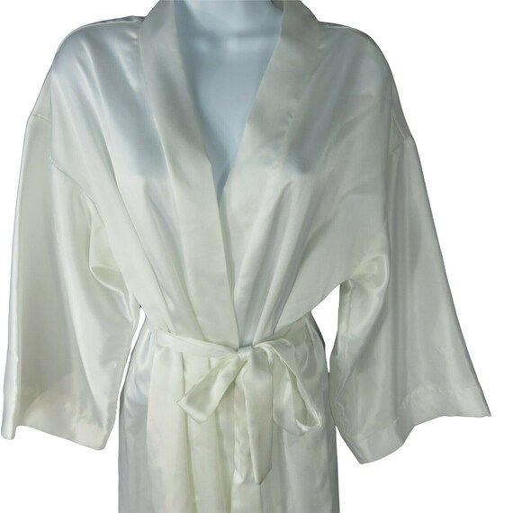 Vintage Dentelle Long White Kimono Robe L Belted … - image 8