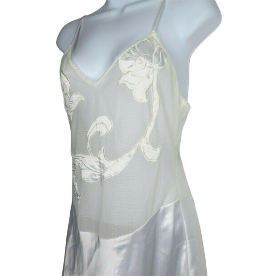 Vintage Josie White Slip Nightgown S Sheer Net Fl… - image 5