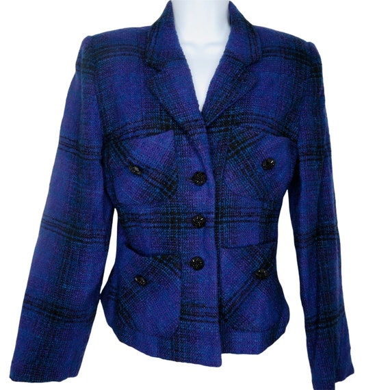 Vintage 70s Equator Plaid Jacket Classic Wool Ble… - image 3