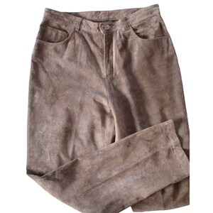 Brandon Thomas Brown Suede Leather Pants M High Waist Lined Dress Motorcycle