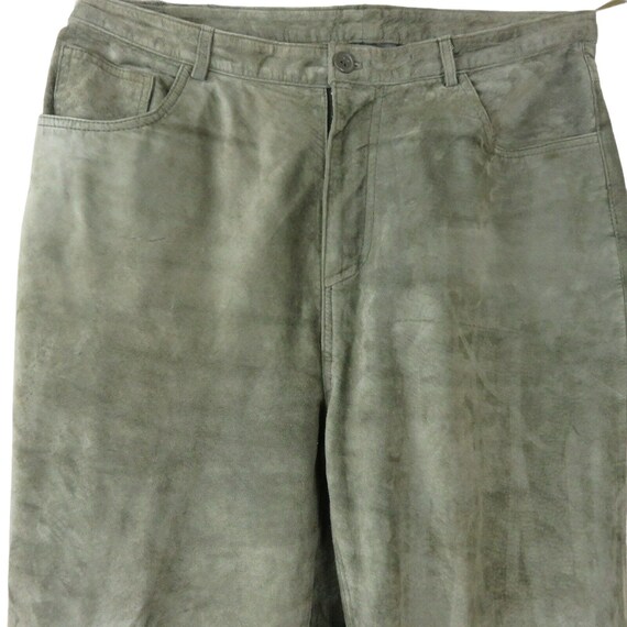 Brandon Thomas Green Suede Leather Pants M High Waist