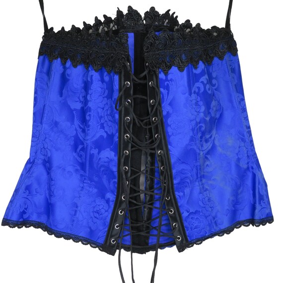 Fredericks of Hollywood CORSET Size 38 Blue Embos… - image 2