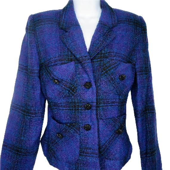 Vintage 70s Equator Plaid Jacket Classic Wool Ble… - image 2