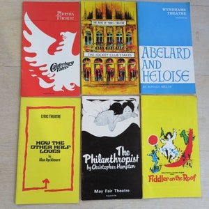 Lot med 6 vintage 1970-tals teateraffischer, musikalprogram, Fiddler on the Roof