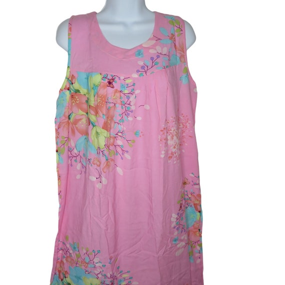 Vintage Womens New Pink Floral Shift Tank Dress M… - image 3