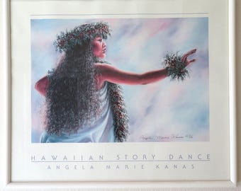 Cindy Conklin Signed Scratchwork Lithograph Framed Hawaii Flowers