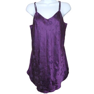 Vintage Ilise Stevens Purple Floral Brocade Chemise Slip Nightgown Small USA Made