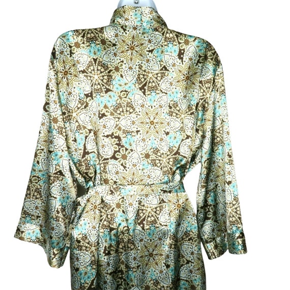 Vintage 80s Adonna Kimono Dressing Robe L Blue Br… - image 4