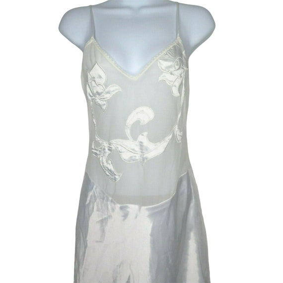 Vintage Josie White Slip Nightgown S Sheer Net Fl… - image 3