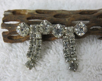 Vintage 50s Crystal Rhinestone Dangle Screw Back Earrings Unmarked