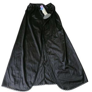 Vintage Wondermaid Midi Half Slip Black Small 33&quot; Length Nylon Satin Made in USA New Old Stock