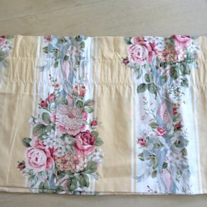 Vintage Croscill Princess Yellow Floral Stripe Blouson Valance 18&quot; x 88&quot; Cottage Country Core