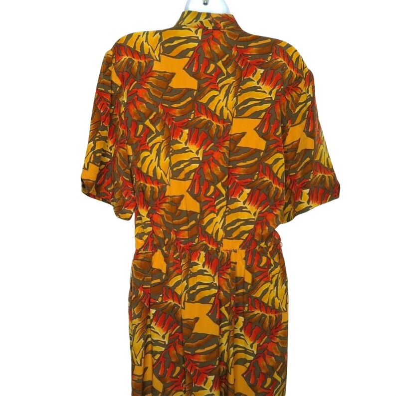 Vintage Silk Shirt Dress M Orange Brown Abstract Secretary Chic Academia image 7