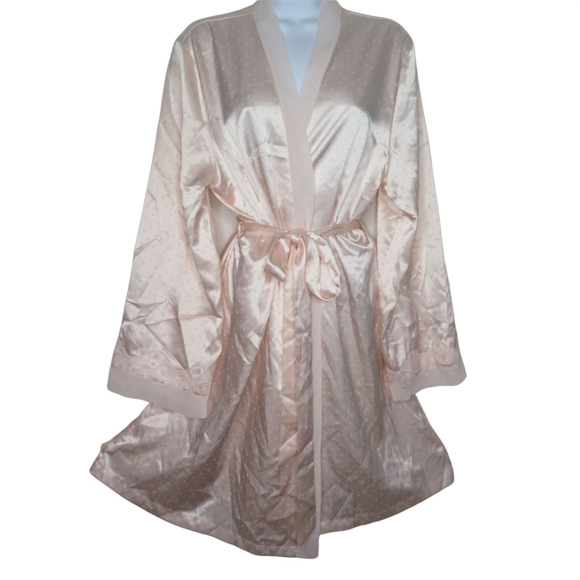 Vintage Linea Donatella Dressing Kimono Robe L Pink Poka Dot - Etsy