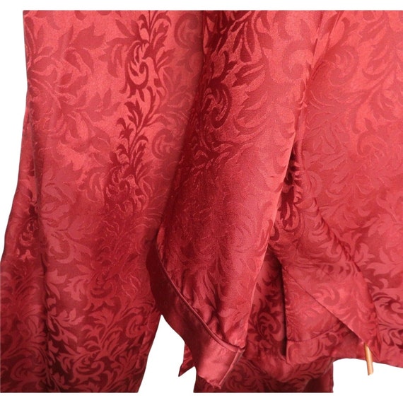 Vintage 90s Y2K Red Satin Brocade Pajama Set L Lo… - image 8