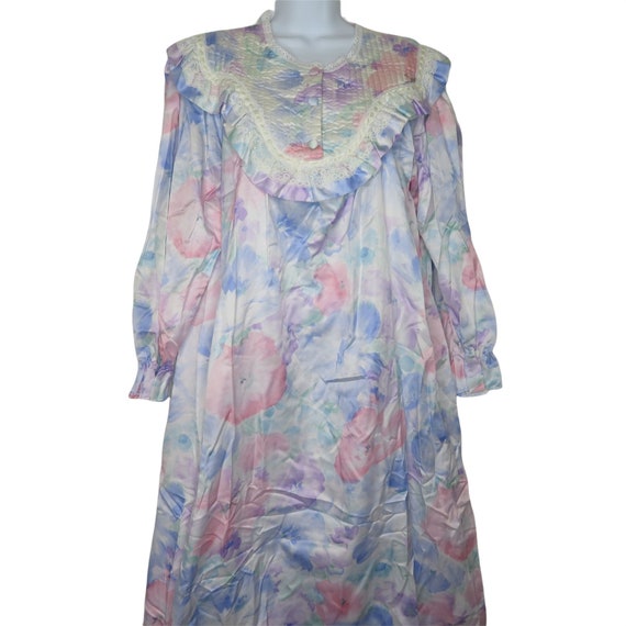 Vintage 70s Charm Long Nightgown M Floral Multico… - image 2