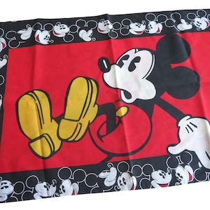 Vintage Disney Mickey Mouse 1 Standard Pillowcase Red Black and White