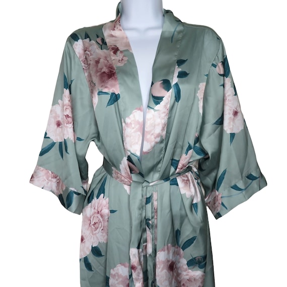 Vintage DB Studio Kimono Robe M Dusty Sage Pink R… - image 1