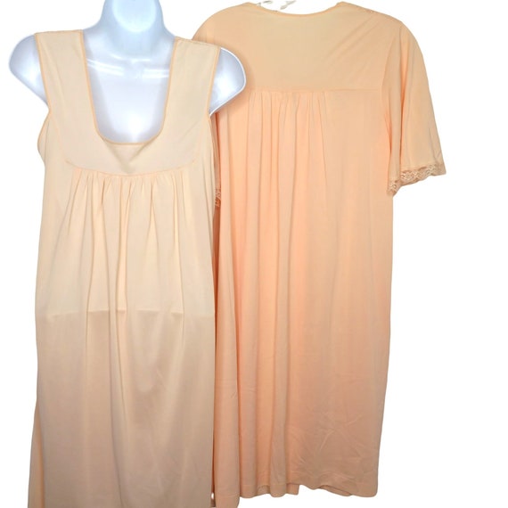 Vintage 70s Peignoir Set Nightgown Robe S Coral O… - image 8